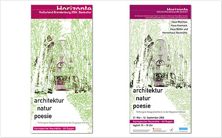 <span style="font-weight: bold">Ausstellung Architektur Natur Poesie</span> - Alt Ruppin<br />Einladungskarte und Plakat<br />Entwurf: Tomas Kerwitz, Foto: Privat