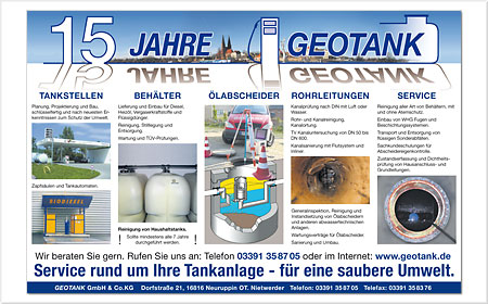 <span style="font-weight: bold">Zeitungsanzeige für die Firma geotank</span><br />Entwurf: Tomas Kerwitz, Fotos: geotank<br /> 