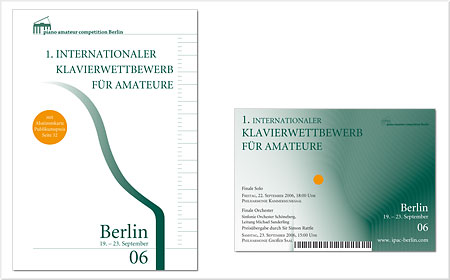 <span style="font-weight: bold">1. Internationaler Klavierwettbewerb für Amateure</span> - Berlin<br />Broschüre DIN A4 - Titelblatt, Postkarte<br /> 